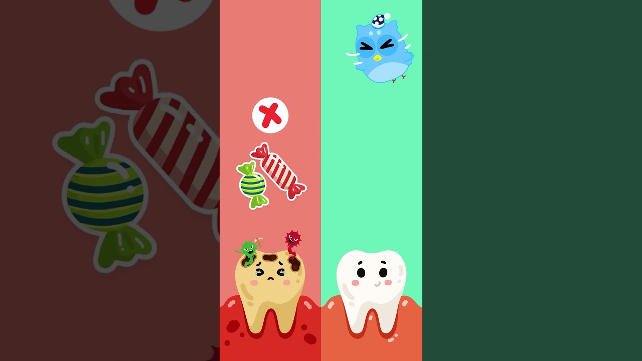 🦷 Good or Bad for Teeth | Candy Vs Cucumber #kidslearning #fruits #abcd #alphabet #englishlearning