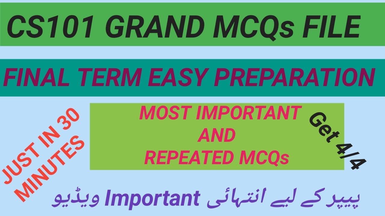 CS101 FINAL TERM PREPARATION 2025| CS101 FINAL TERM IMPORTANT MCQs 2025