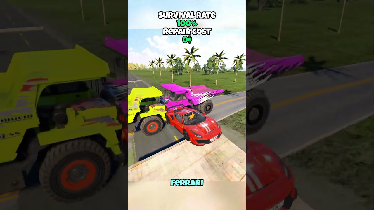 Which of these vehicles can jump between the two dump trucks? #beamng #beamngdrive #game #gaming