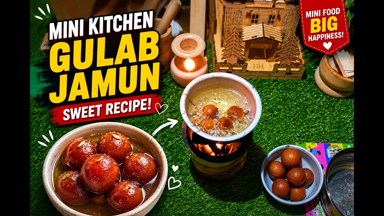 Mini Gulab Jamun Making in Tiny Kitchen 🍯 Soft & Juicy Sweet Recipe | Mini Cooking dreams | ASMR