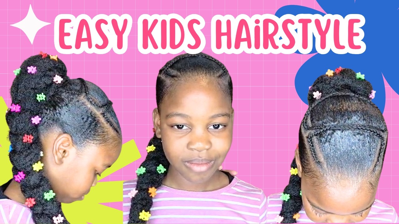 Kids Cornrow Ponytail Hairstyle ✨ |💕Easy Kids Natural Hair Tutorial