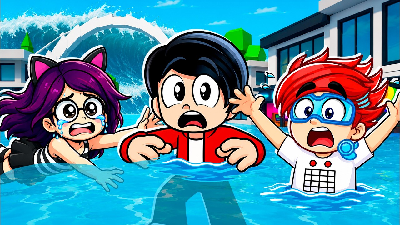 SOBREVIVIMOS AL TSUNAMI de BROOKHAVEN con MI FAMILIA en ROBLOX | Karim Juega