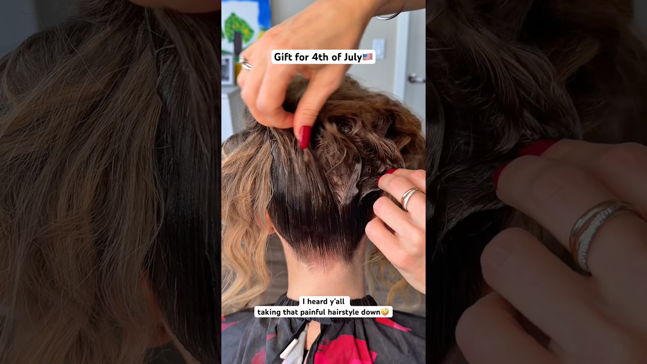 Celebrate 4th of July🇺🇸 Finally taking down ballroom hair 😂 #asmr #asmrhair #hairtok #ballroom