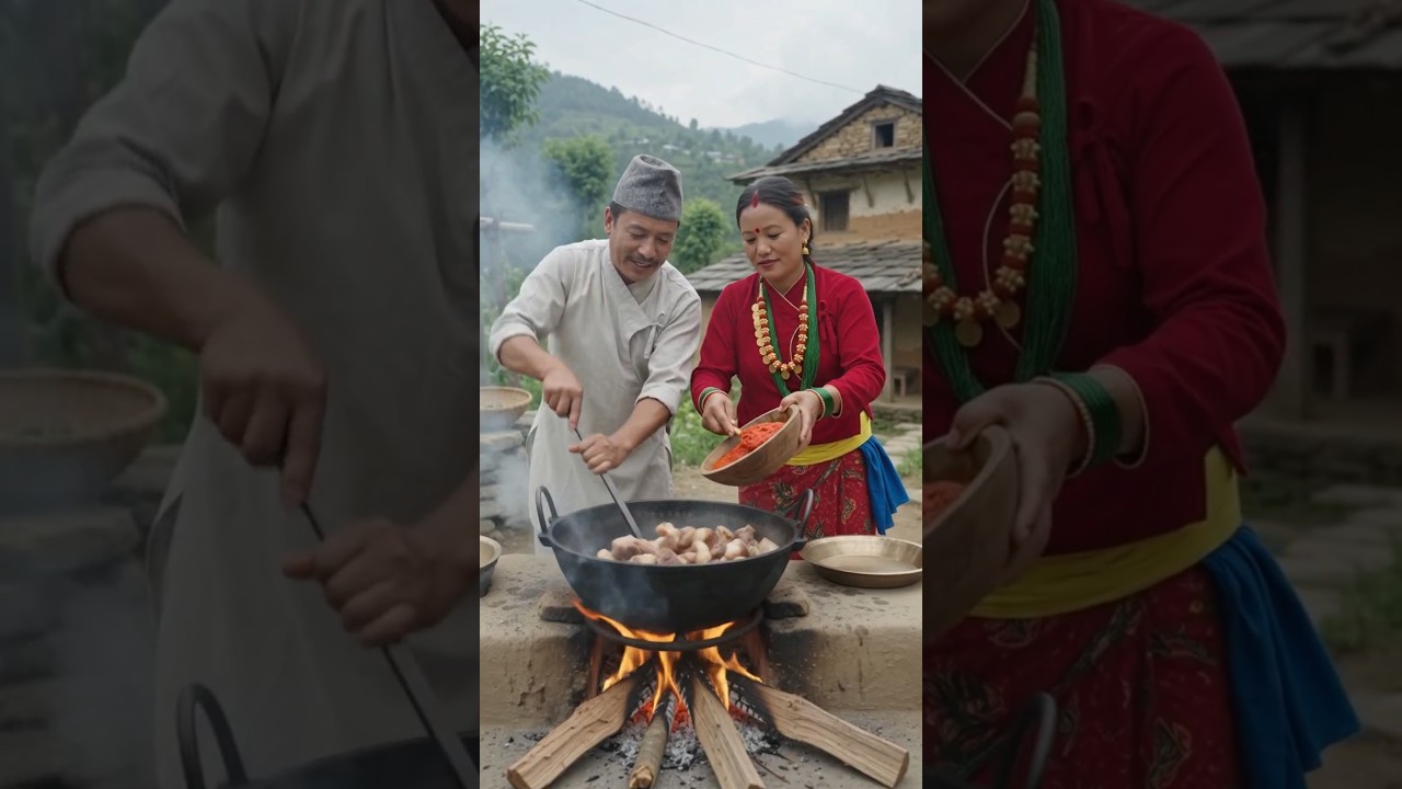 ओहो औधि मिठो😱😳|| Cooking delicious & spicy pork 😋👍🏻#trendingshorts #foodie #cooking #ytshorts