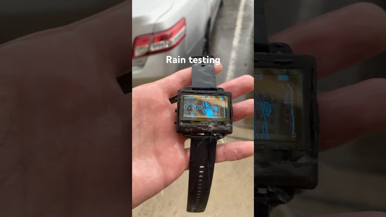 Rain testing the watch I made #microcontroller #electronics #engineering #arduino
