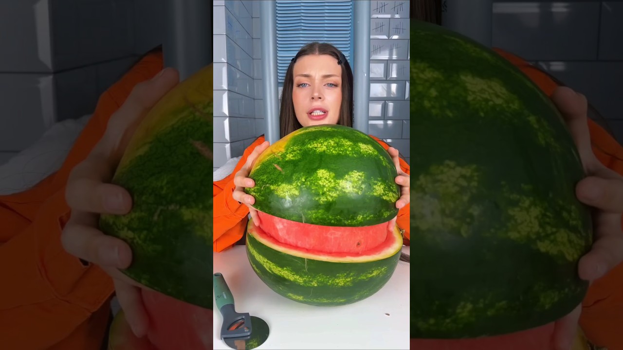 The Fake Watermelon Fooled the Officer! 🍉🎈#shorts #woodworking #virelshorts #smartphone