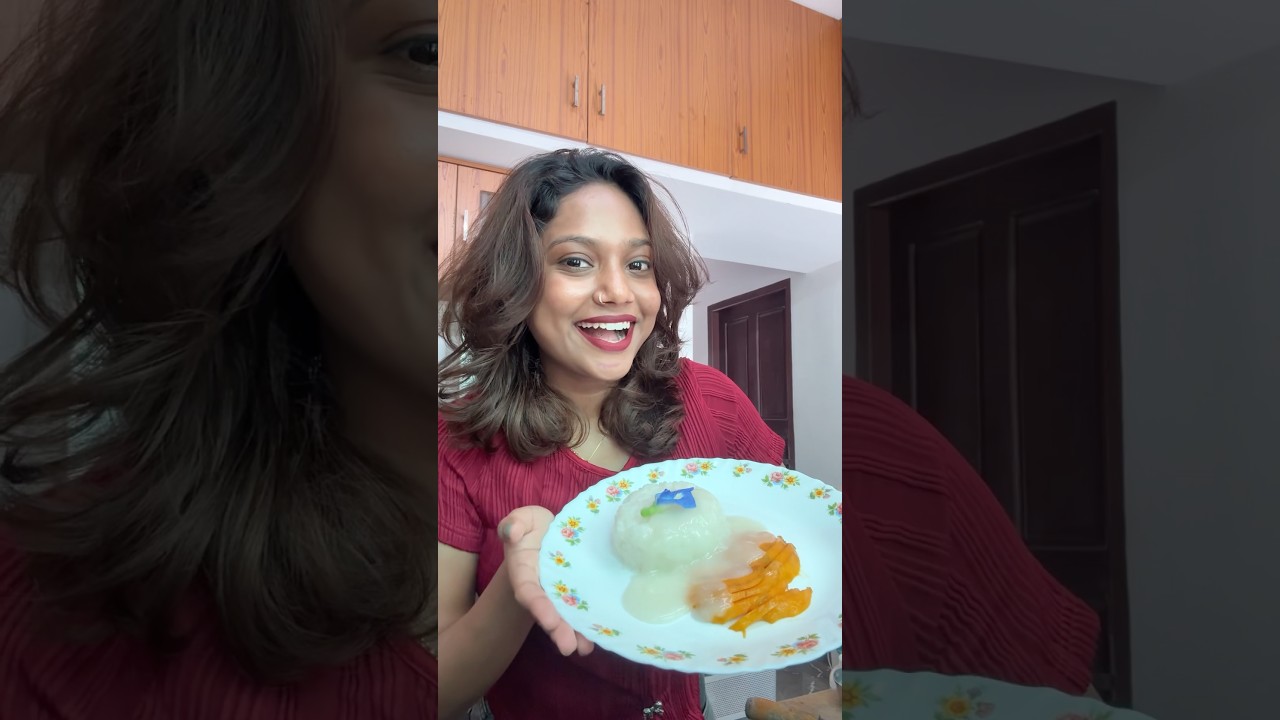 Mango sticky rice 🍚 🥭 #youtubeshorts #grwm #cooking #makeup #amrithashaji #food #unboxing