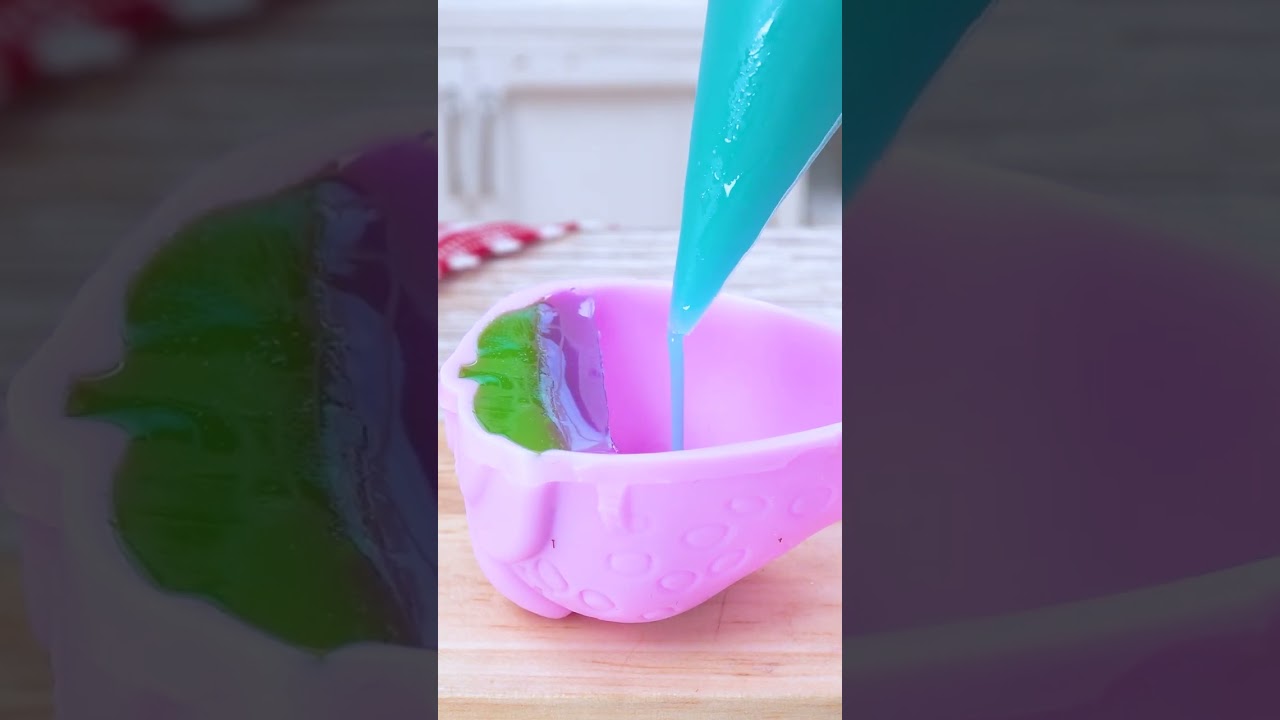Mini Rainbow Strawberry Jelly🌈 Satisfying ASMR | Mini Cake #shorts #asmr #miniature #minicake