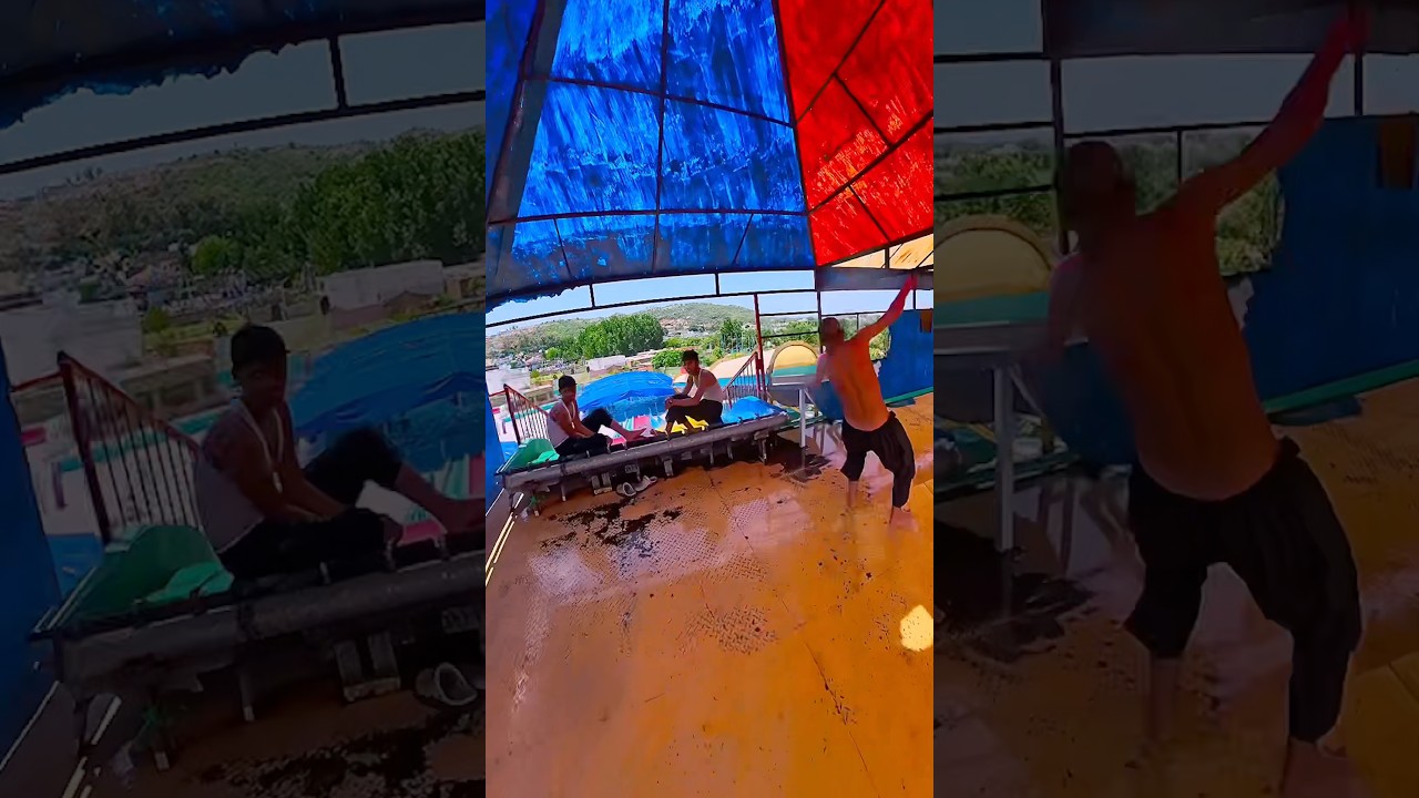 Bella ciao waterpark slide PoV #parkour #speedrun #freerun #park#waterslide #parkourlife #ytshorts