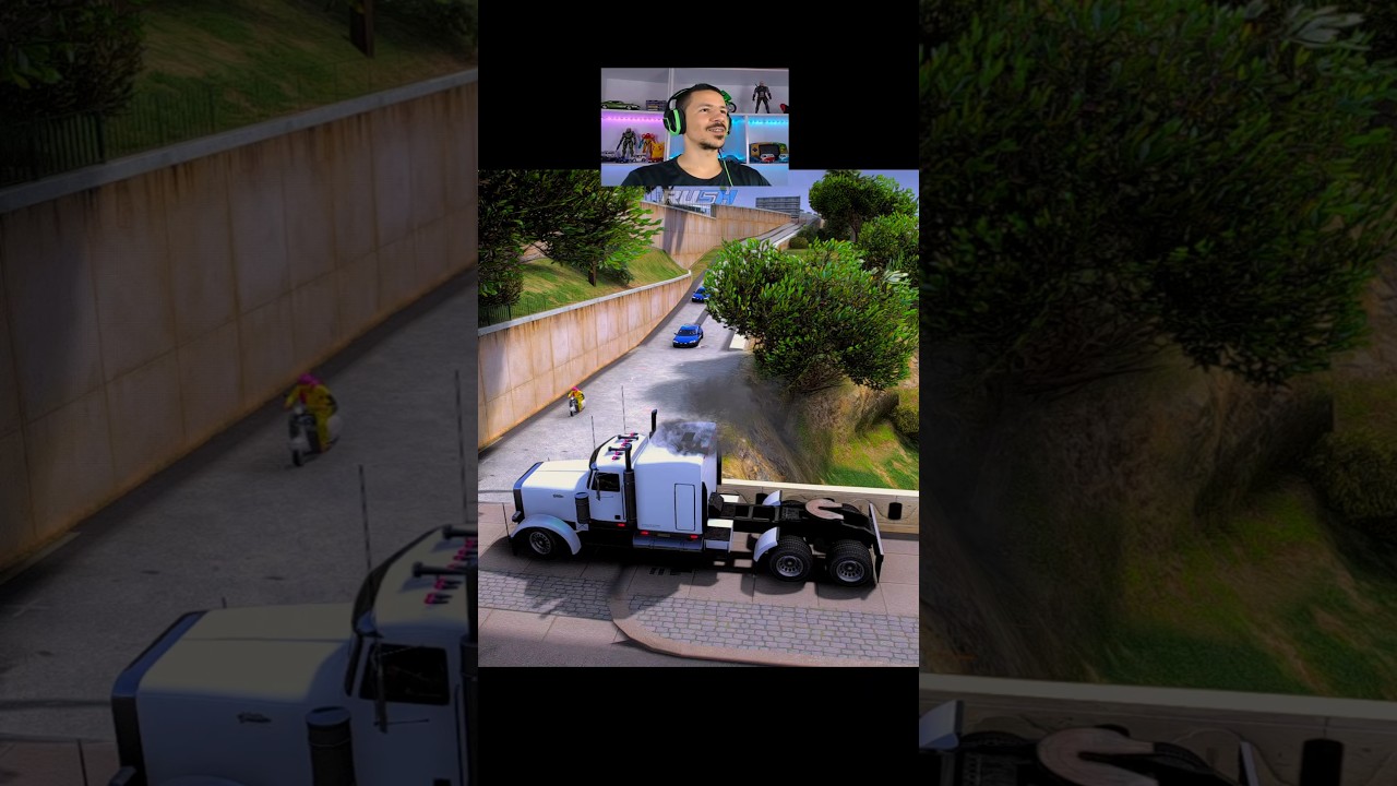 Ficou com o caminhao na frente do policial na ponte nessa fuga insana no gta rp #shorts #viralvideo