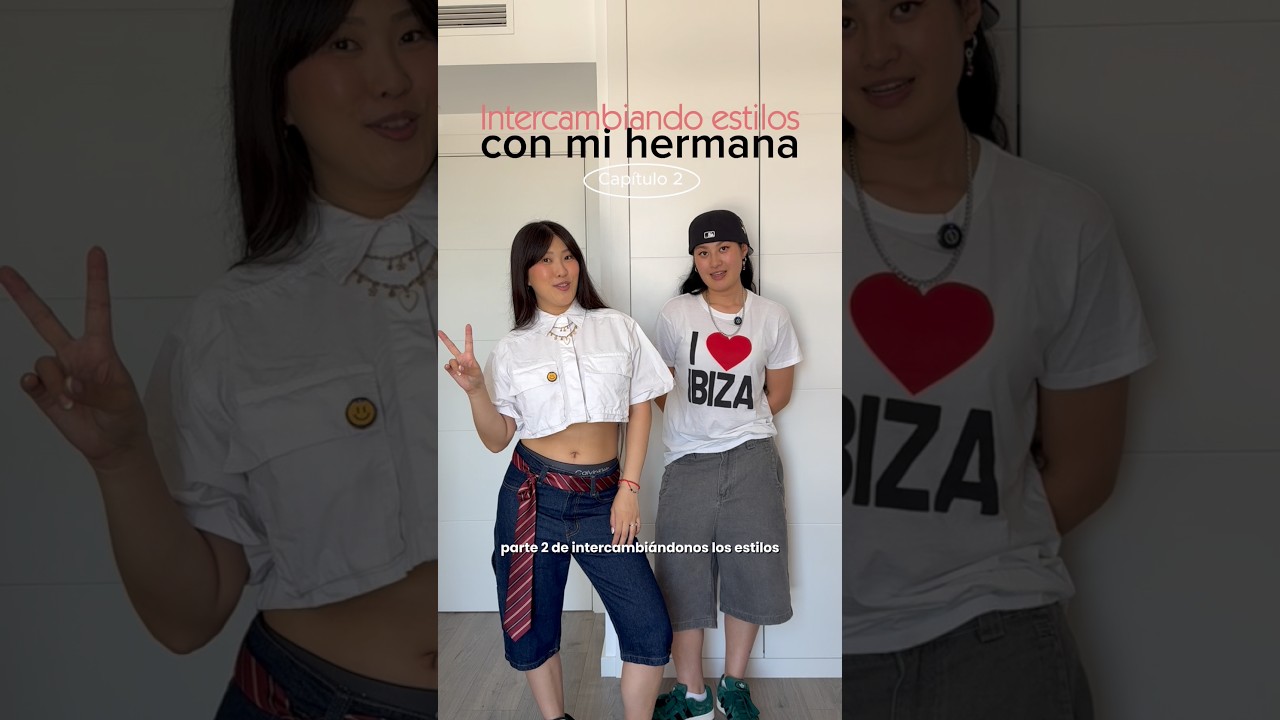 Intercambiando estilos con mi #hermana 🩵 #hermanas #outfit