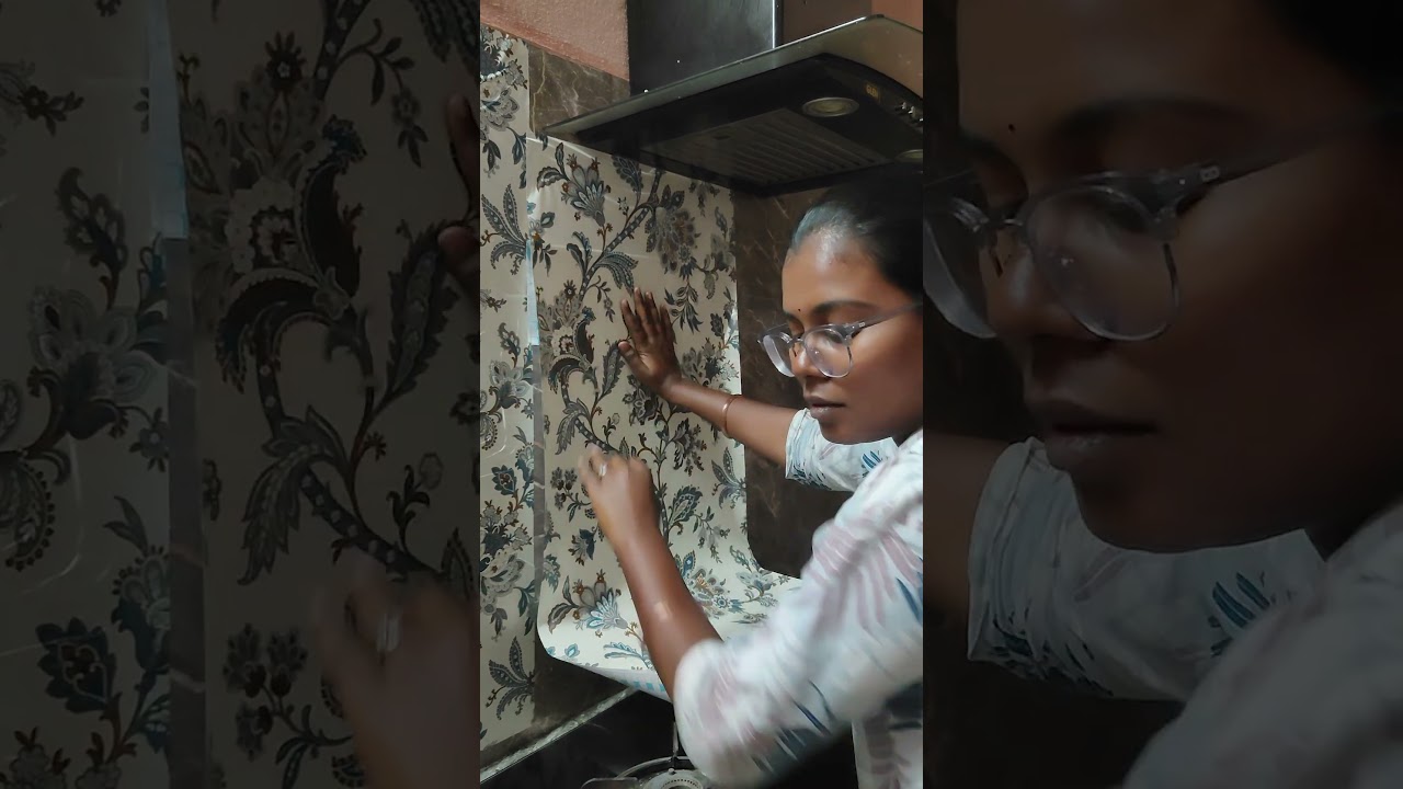 Kitchen Wallpaper Review🧑‍🍳 #kitchen #kitchengadgets #wallpaper #meeshohaul #sale #telugu