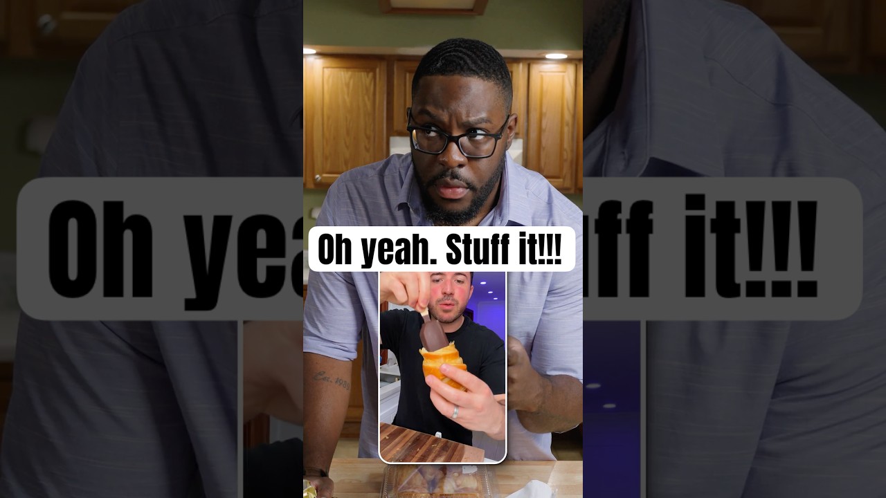 Stuffing my Chocolate all up in there! 🤫 Viral Ice Cream Bar Croissants! #foodreview #recipe #snack