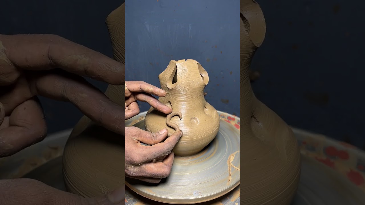 S flower vase making with Clay #pottery #satisfying #viral #trending #video
