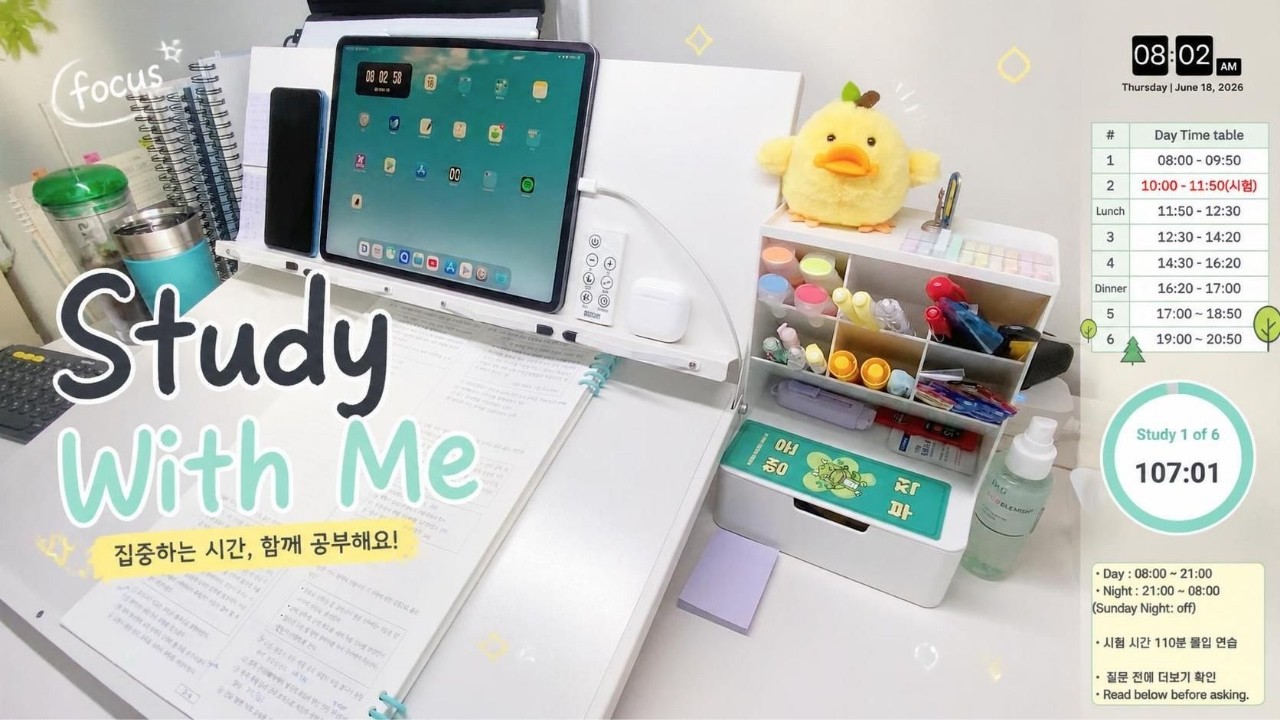 [06.25 Day] 🐥 Study With Me 24h | 공시생 스터디윗미 | Fireplace ASMR | Pomodoro 80/10