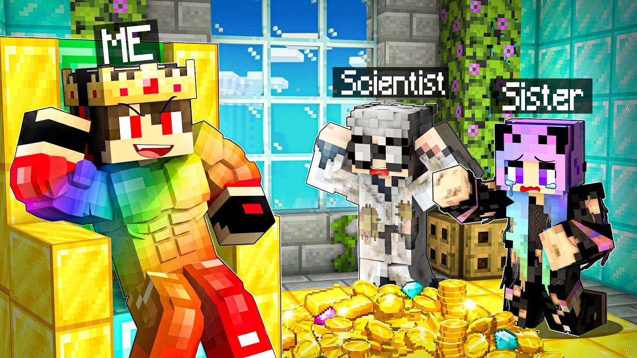 I Became Overpowered King And Troll My Sister In Minecraft!