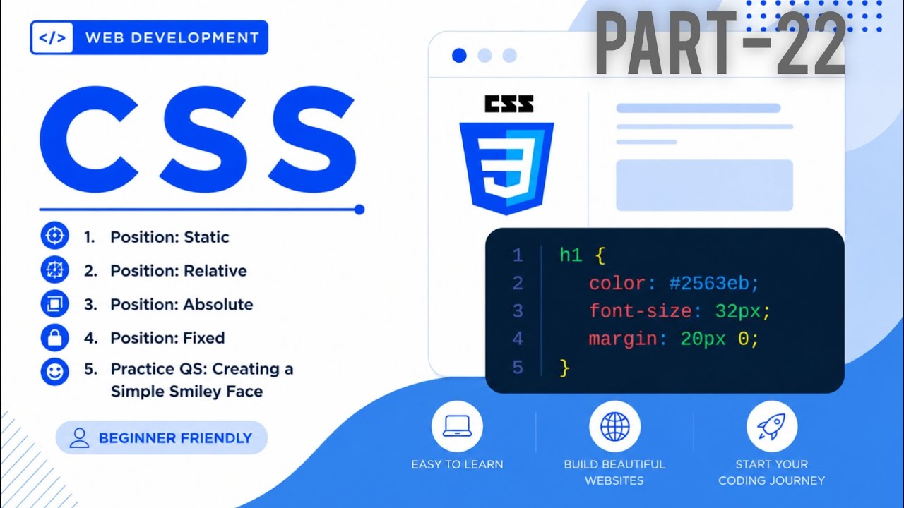 CSS Position Explained 🔥 | Static, Relative, Absolute, Fixed + Smiley Project #css #coding #tech