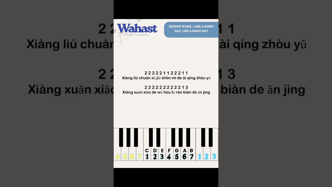 Silence Wang - Like a Sunny Day, Lioe a Rainy Day OST The First Frost Not Angka Piano Tutorial