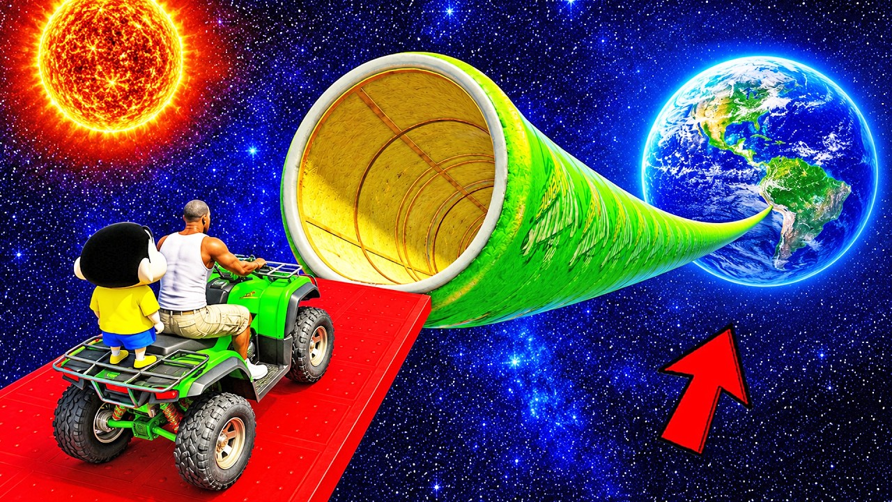 SHINCHAN AND FRANKLIN TRIED THE IMPOSSIBLE GIANT LONGEST SPACE TUNNEL PARKOUR CHALLENGE GTA 5