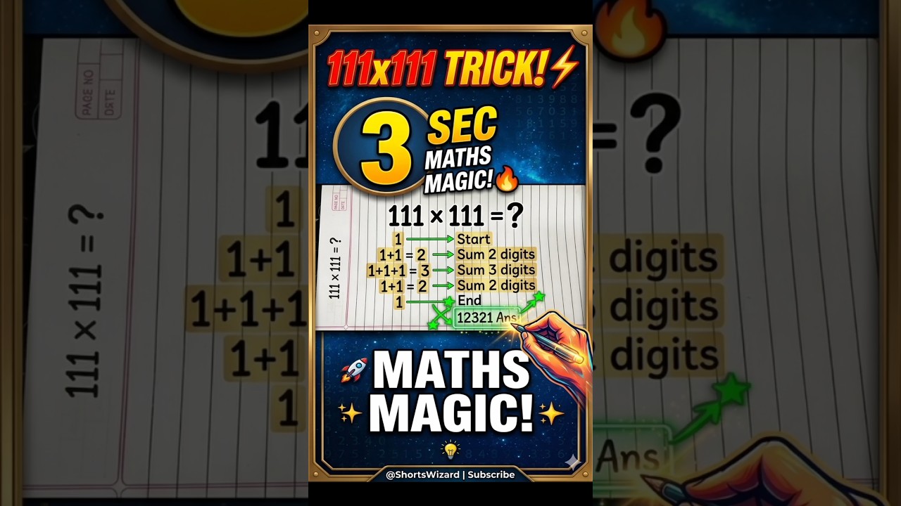 🥈 🤯 111 × 111 = 12321? Real Maths Magic! #shorts