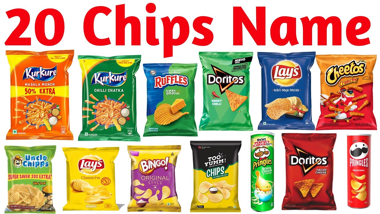 20 स्वादिष्ट चिप्स के नाम 🥔 | Kids Learn Chips Names with Fun Pictures & Audio