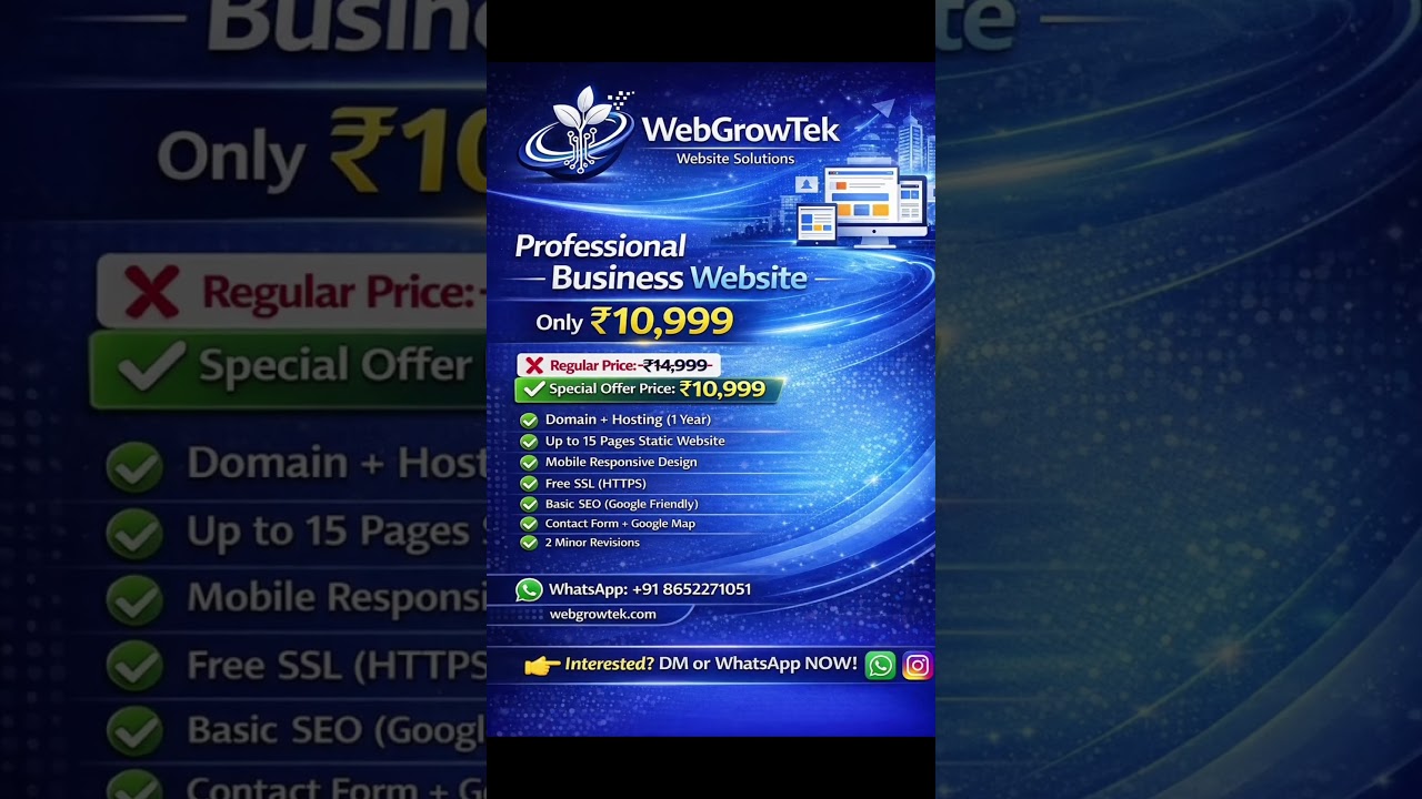 Get Your Business Website @ ₹10,999 🚀 #webgrowtek