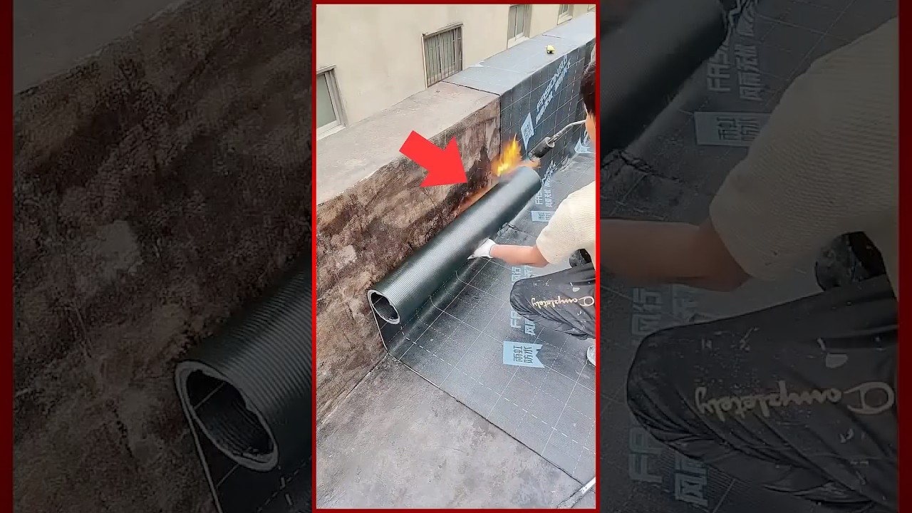 Why Are They Heating This Black Sheet? 🤯 #shorts #construction #waterproofing