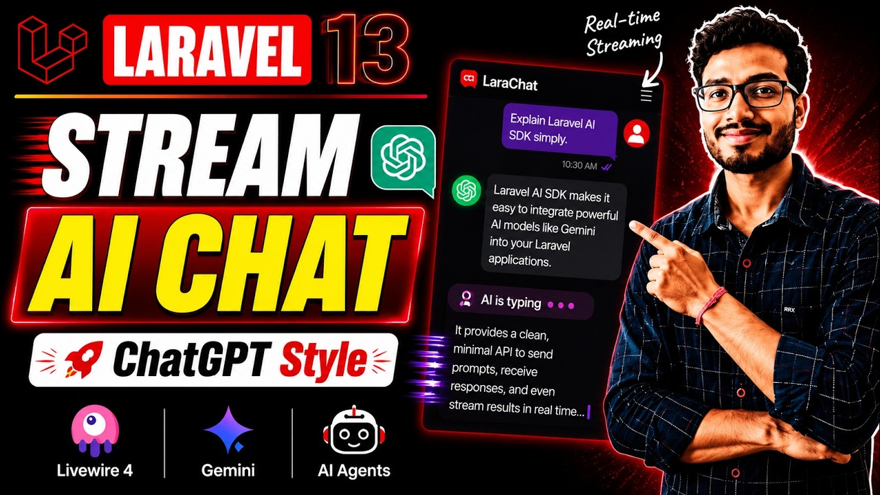 Build a ChatGPT Style AI App in Laravel 13 AI SDK + Livewire 4 + Gemini | Streaming Responses