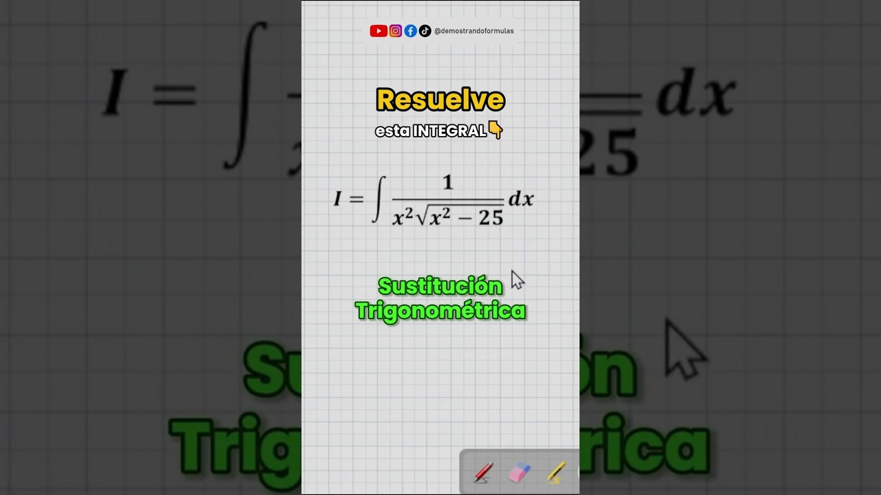 👀Resolvemos esta integral po sustitución trigonométrica