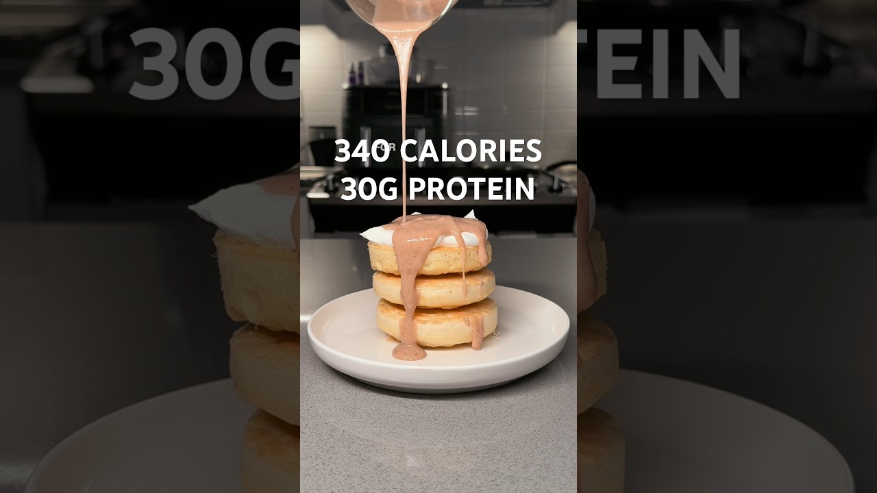 340cal | 30g P | FLUFFY PANCAKES🥞 #recipe #dessert #gym #healthy #diet #protein