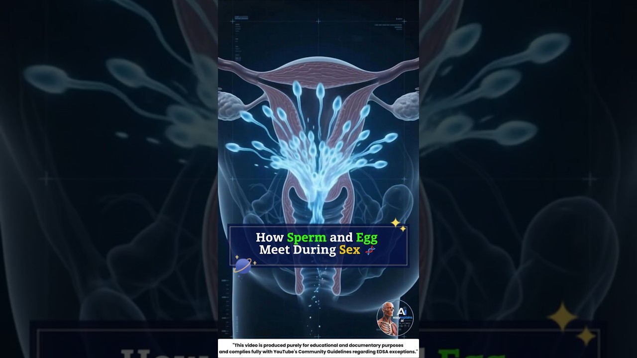 How Sperm and Egg Meet During Sex 🧬 (The Amazing Journey Explained)  #easyexplains #biology #3d