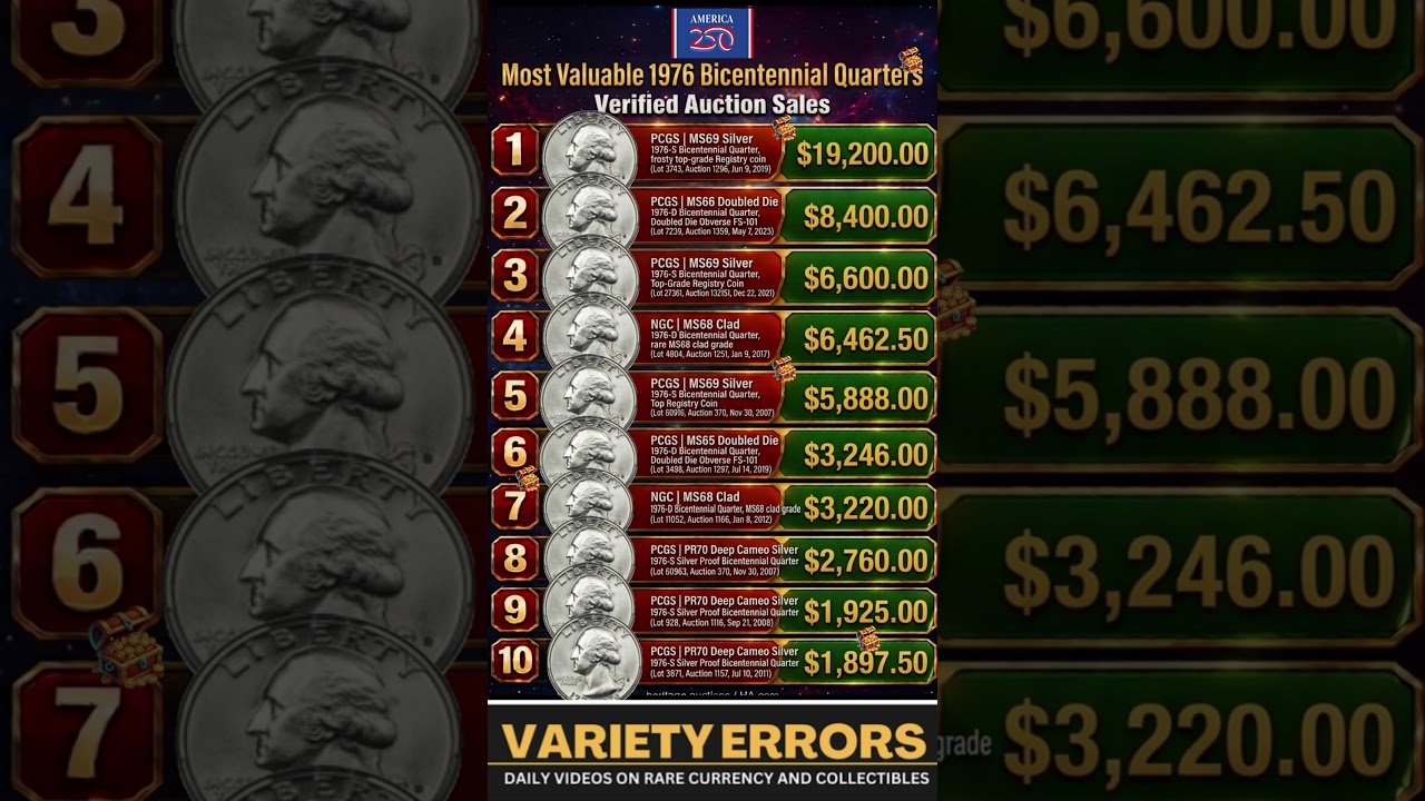 TOP 10 1976 QUARTERS SOLD #coin #shorts #money #invest #finance #usa