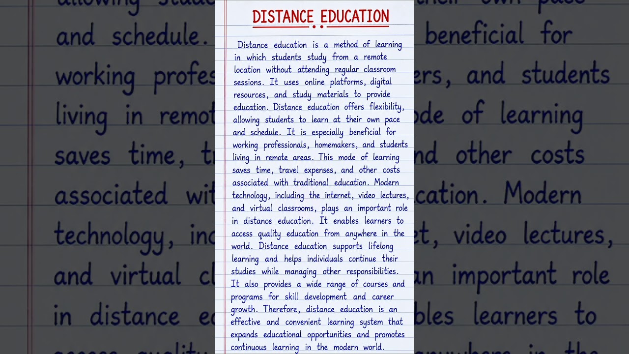 Distance Education Essay in English | 150 Words