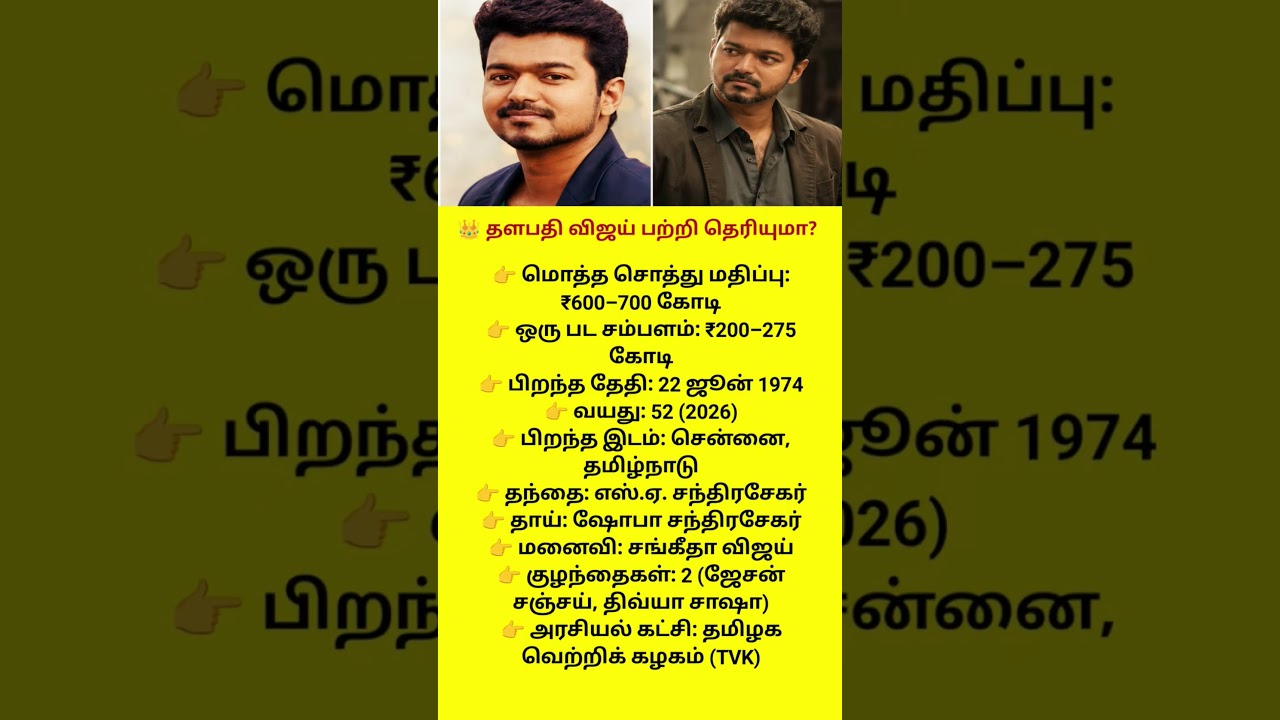Vijay’s Shocking Net Worth Revealed! 😱💰 #ThalapathyVijay #Kollywood #Shorts#tamilnews