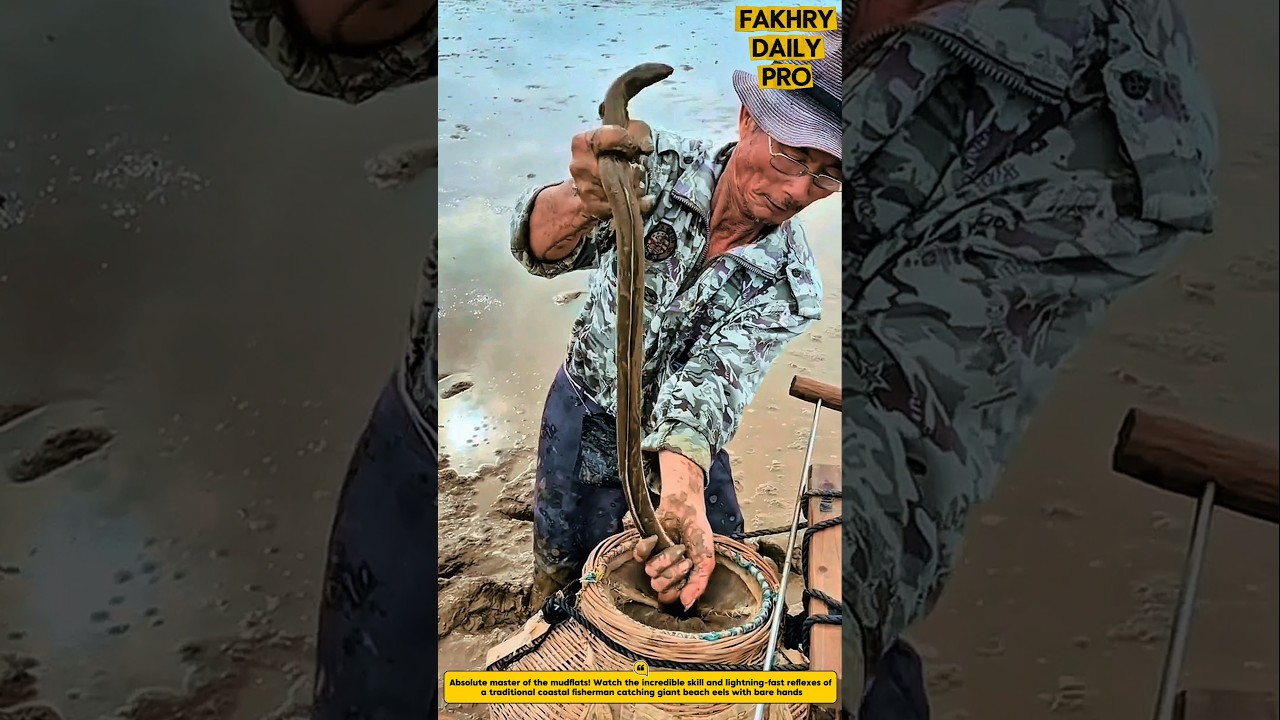 He Caught a Giant Beach Eel With Bare Hands! 🤯 Master Class Fishing #fishing #viral #handwork #fyp
