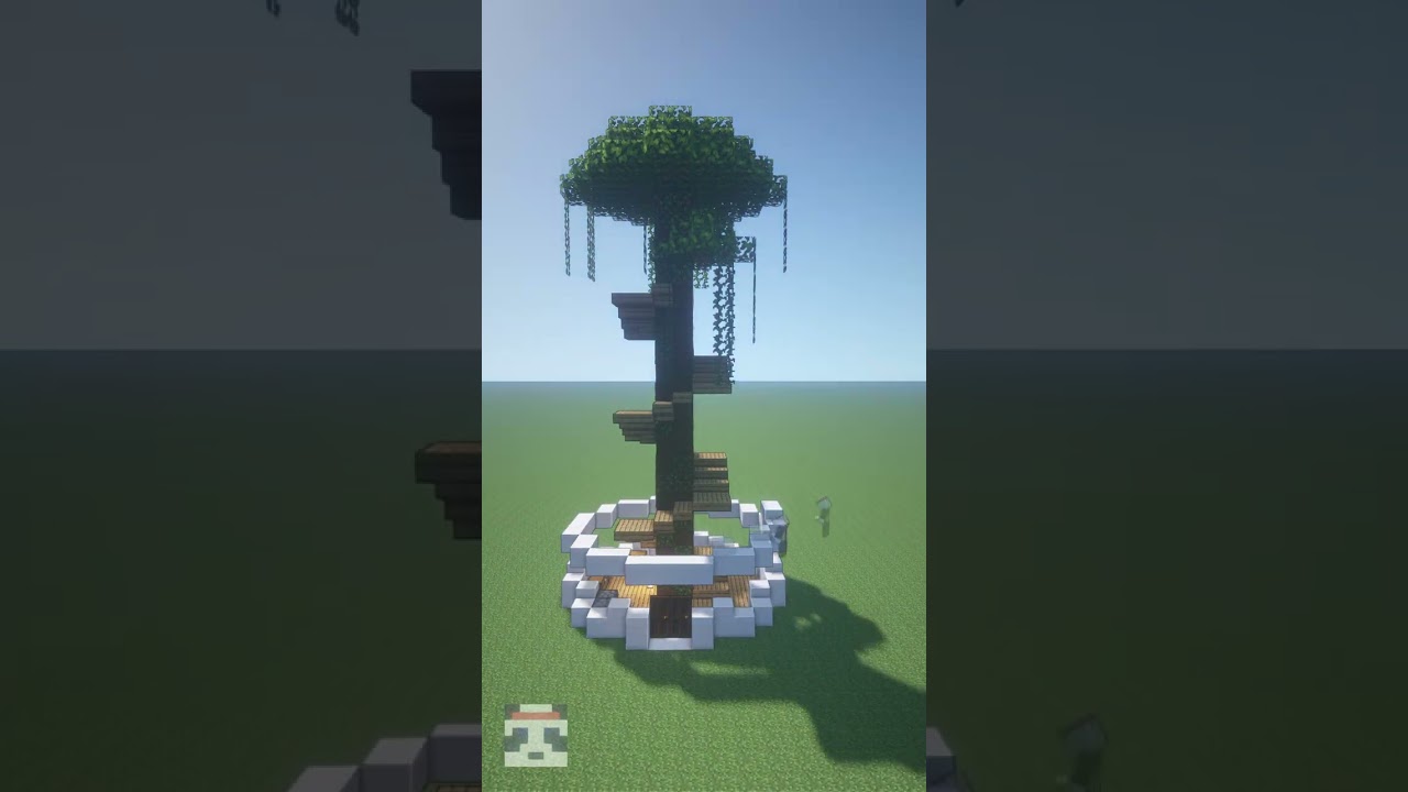How to build a modern treehouse in Minecraft (Survival Starter House) #Shorts