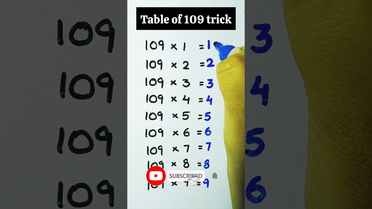 how to #write #table of 109 #trick #easy #tabletrick #fun #mathematics #maths #shorts