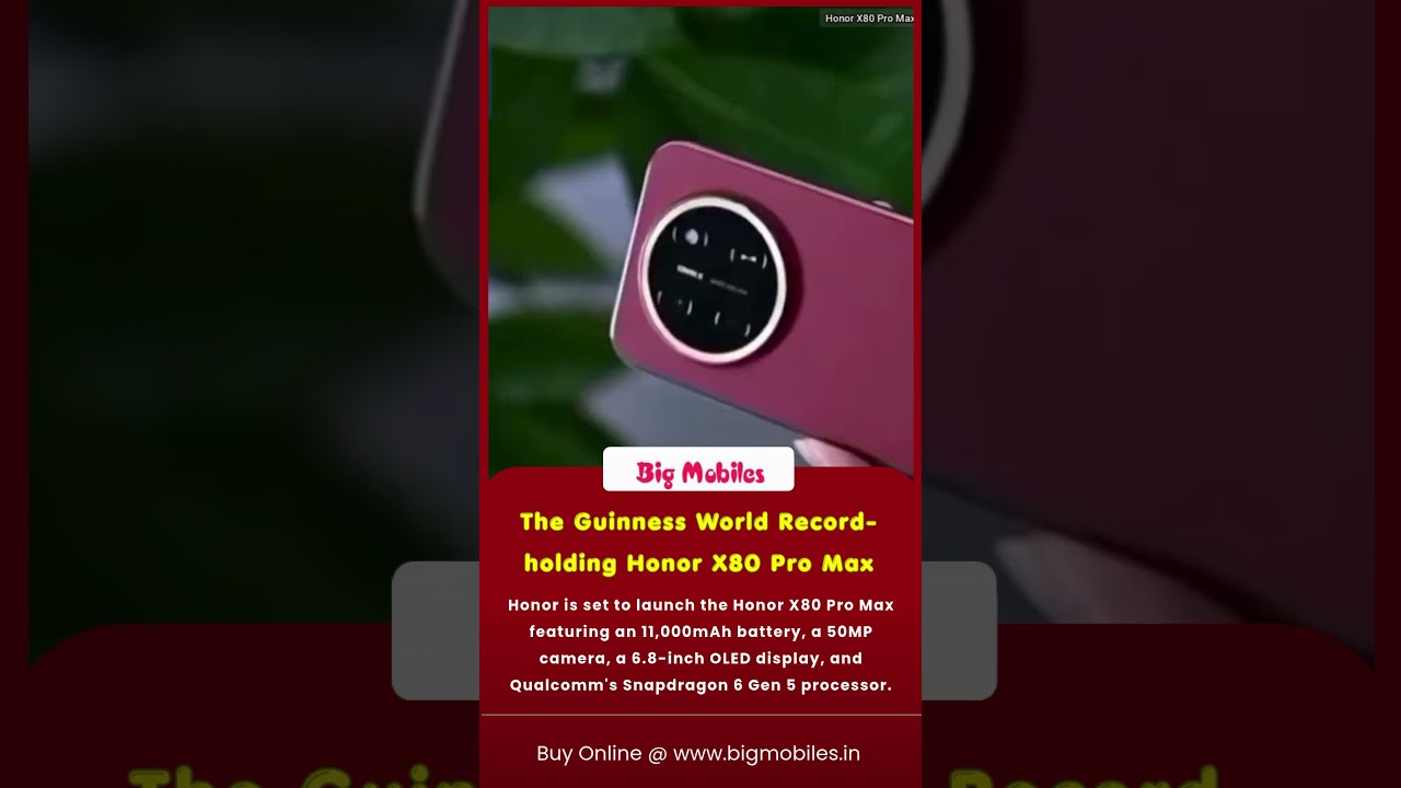 The Guinness World Record-holding Honor X80 Pro Max.. Technology, Mobiles, Laptops - BigMobiles