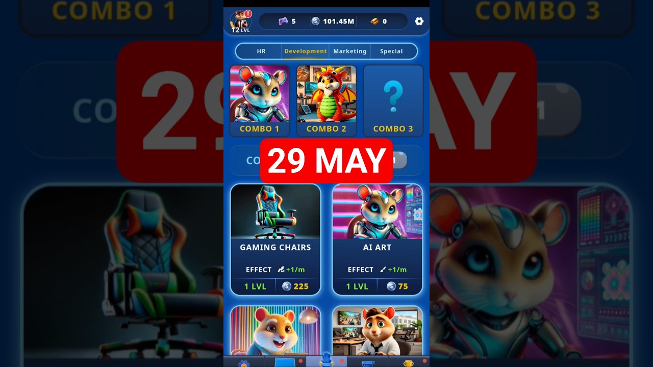 Hamster Kombat Game Dev Daily Combo | 29 May Hamster Kombat Daily Combo | Hamster Daily Combo