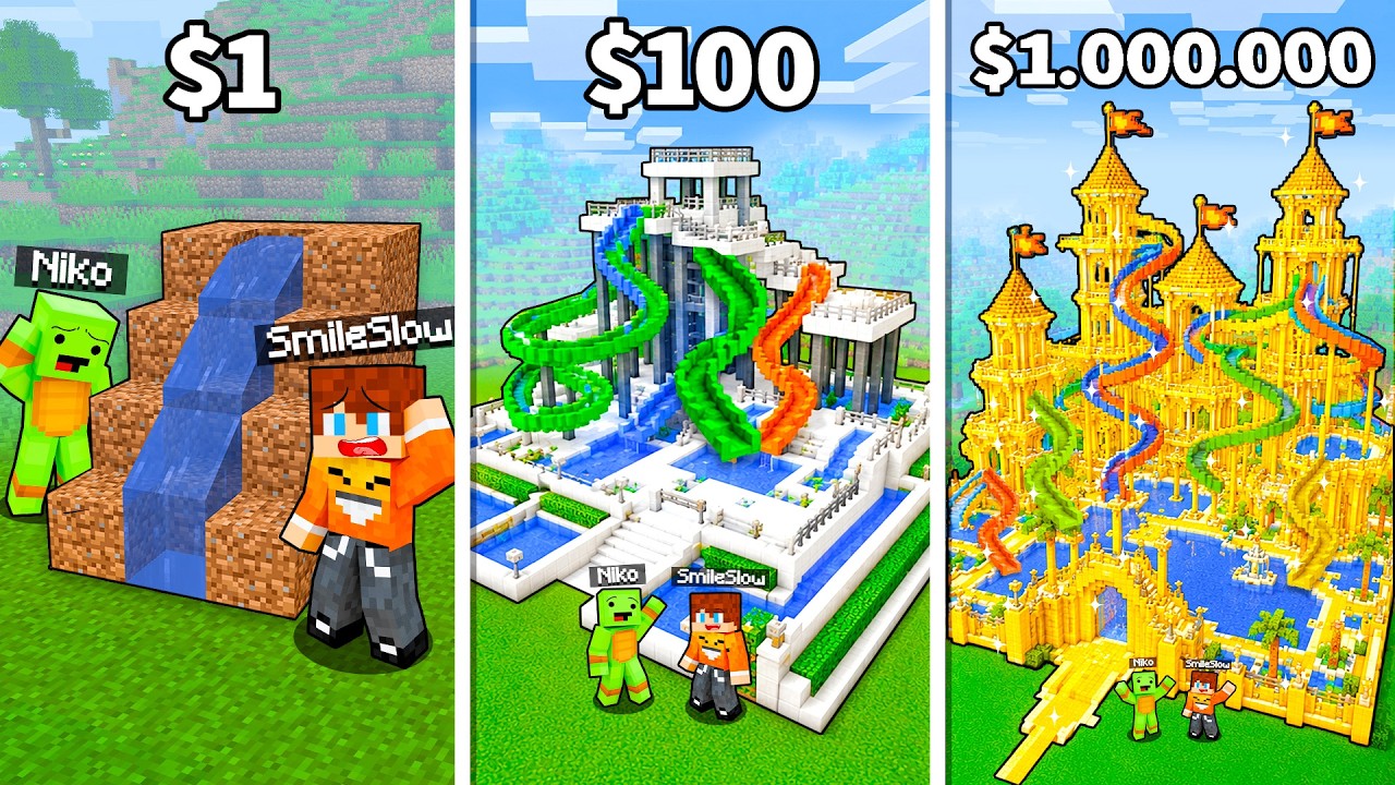 ZJEŻDŻALNIE ZA 1$ vs ZJEŻDŻALNIE za 1,000,000$ w Minecraft!