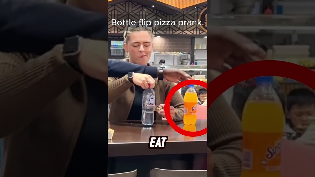 Bottle Flip Pizza Prank 😂🍕