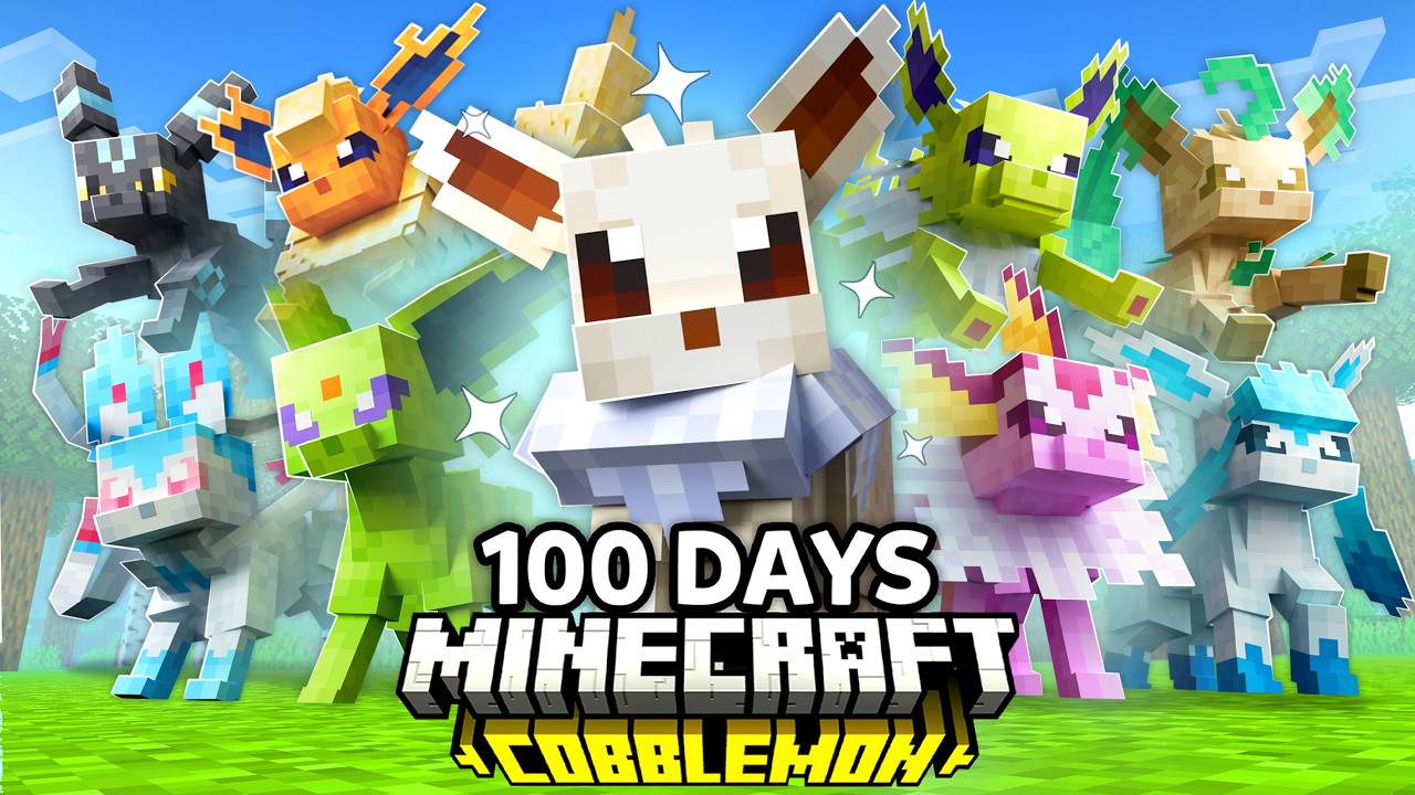 I Spent 100 Days as a SHINY EEVEELUTION TRAINER in Pokémon Minecraft VS my Rival! (Duos Cobblemon)