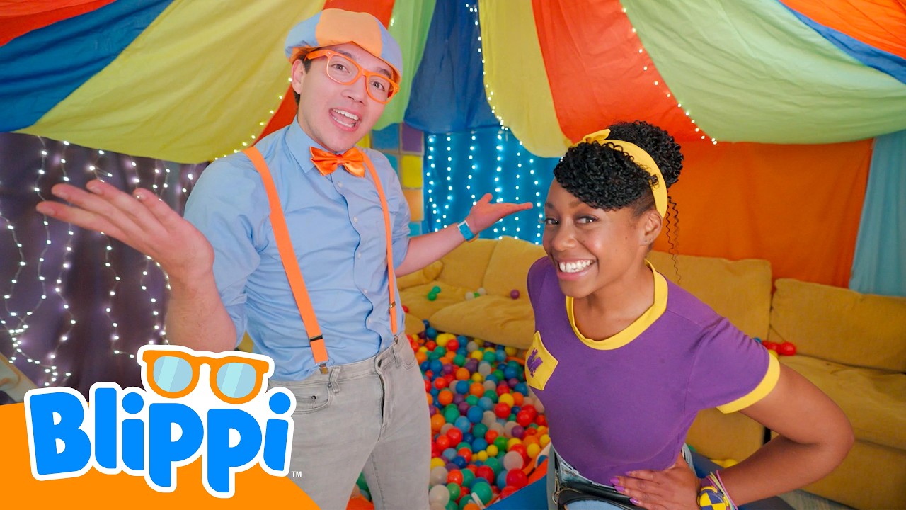 How To  Build A Fort with Blippi & Meekah's! 💜 | Blippi | Educational Videos for Kids