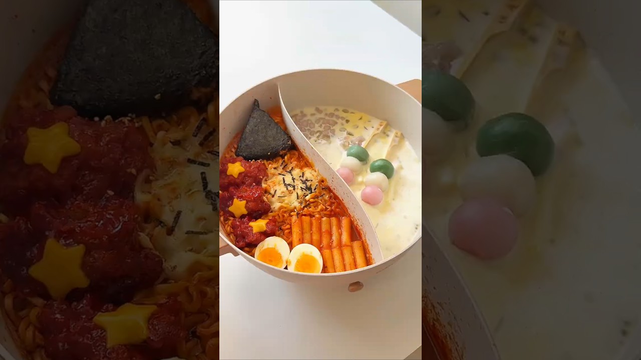 Make a Giant Ramen & Dessert Pot with me #asmr #ramen #mukbang