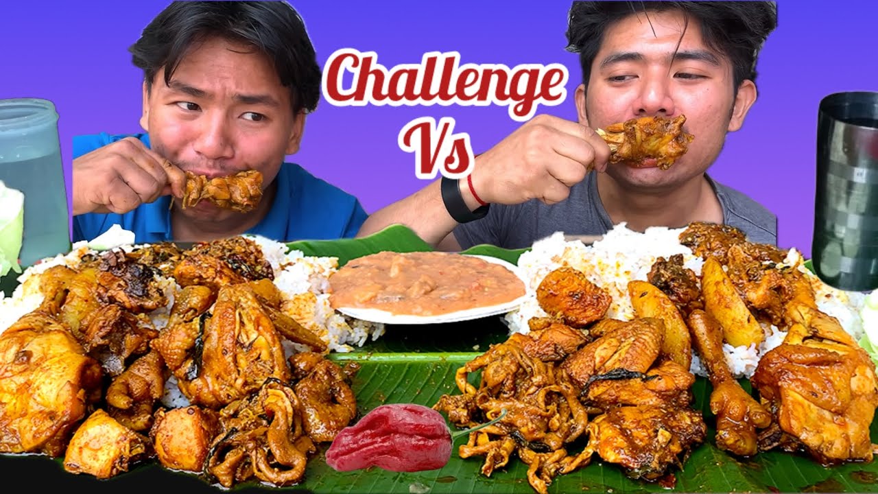 Chicken curry mukbang challenge🔥//pellmmani cdi mayam 🤗//nunggai nunggaitedo comment ta hyrmmo😊//