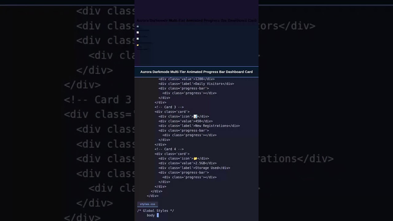 Aurora Darkmode Bar! 🚀#webdevelopment #css #shorts #uidesign