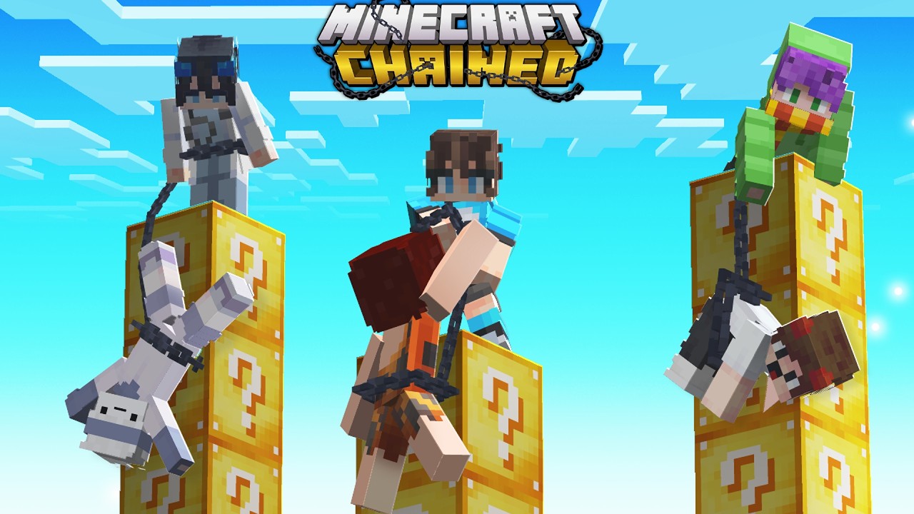 Gw Challenge LAPERGANG Lomba Lucky Block Tapi Kita TERIKAT Bersama Di Minecraft ..