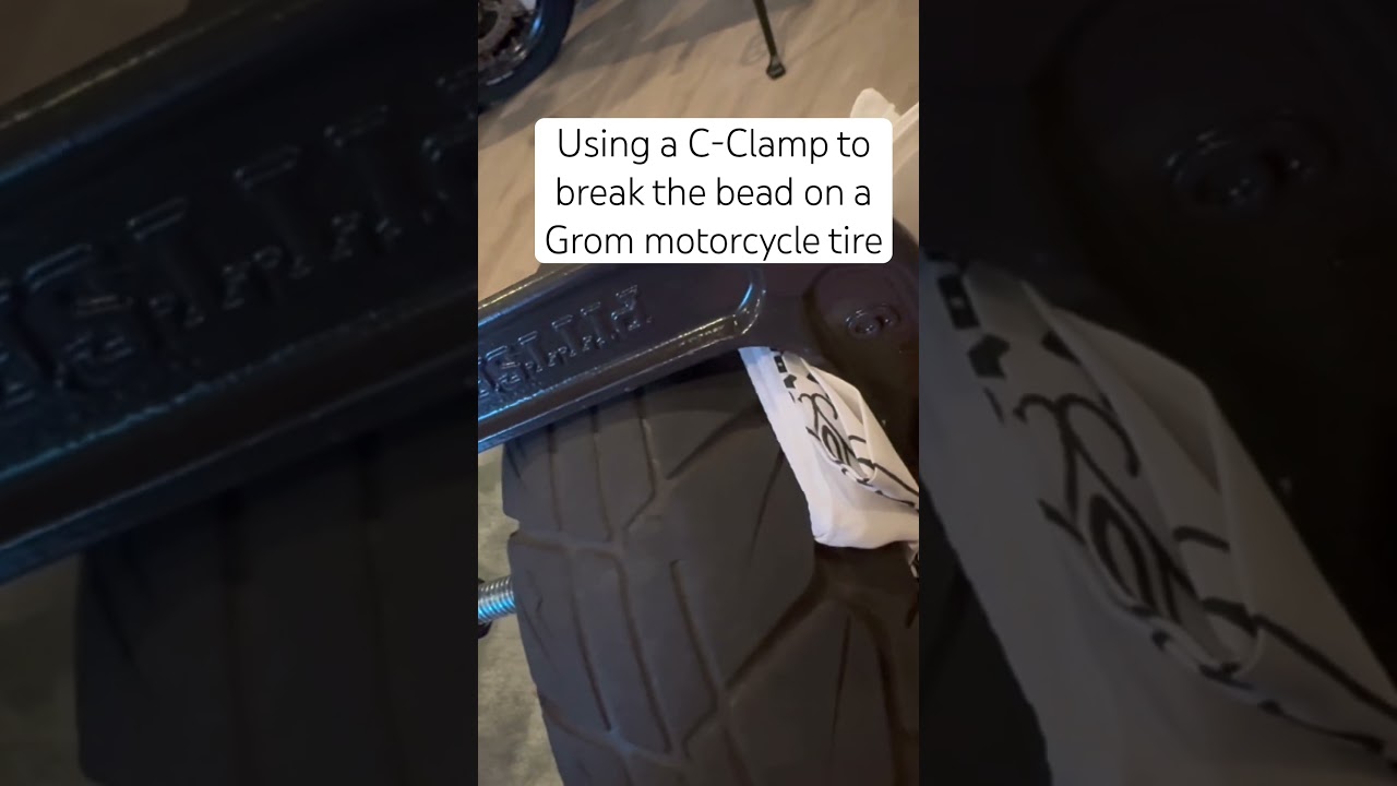 The C-clamp technique works! #grom #tirechange #shorts