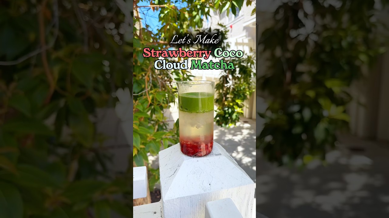 Strawberry Coco Matcha Cloud Recipe! 🍓🍵☁️ #recipe #matcha #delicious