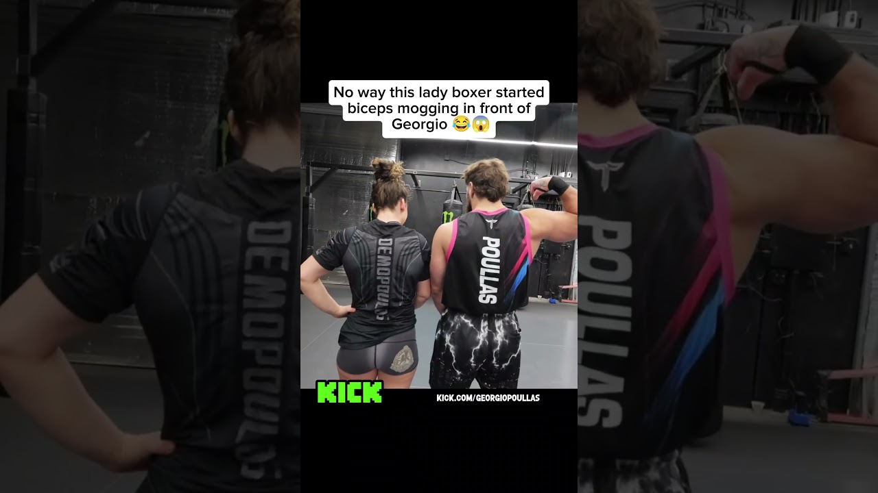 No way this lady boxer started biceps mogging in front of Georgio😃💀#kick #boxing